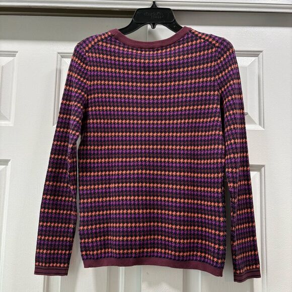 Tommy Hilfiger Purple Orange Pima Cotton Houndstooth Sweater Size S - Picture 4 of 11